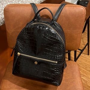 Tory Burch Croc Embossed Leather Mini Backpack